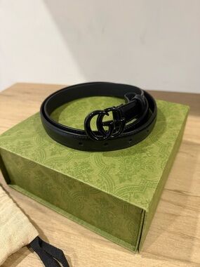 Gucci Black Leather Belt with Black Double G Buckle